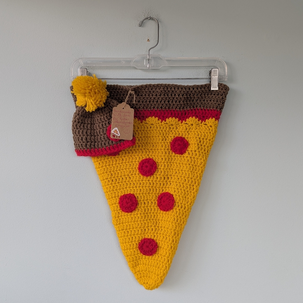 NWT Handmade Baby Infant Crochet  Pizza Costume Photo Prop Gift - Picture 5 of 11
